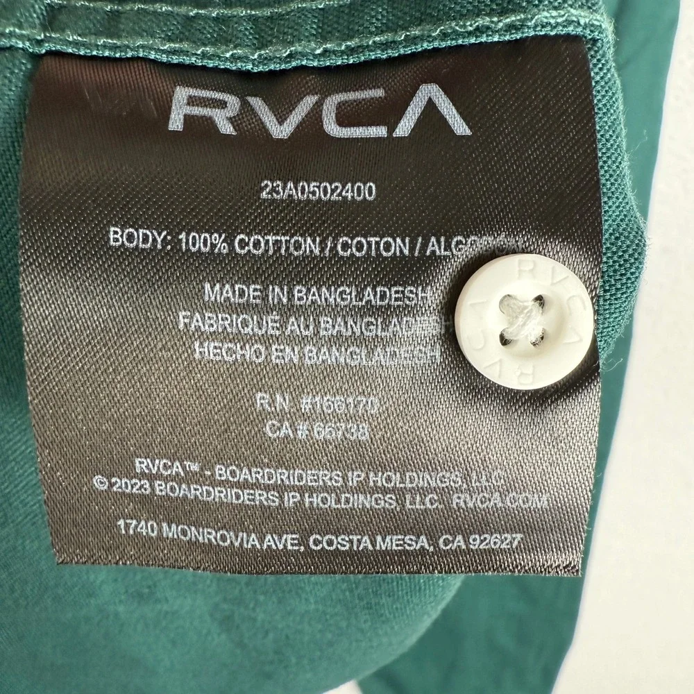 NEW RVCA Douglas Long Sleeve Shirt Mens 2XL Forest Green Woven‎ Button Up - Picture 10 of 10